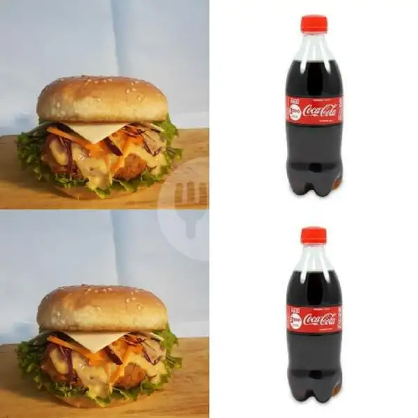 2 Burger creamy cheese + 2 coca cola | Rainbow Toast, SetrasariMall