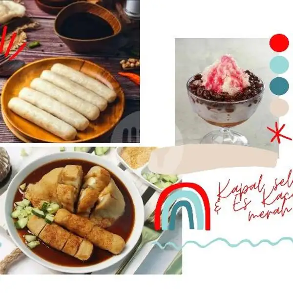 Pempek Kapal Selam Besar + Lenjer Besar (Ikan Tenggiri) Dan Es Kacang Merah yang Nikmat, Sensasi Manis Caramel dan Segarnya Melekat di Lidah | Bufet Once, Ampera Garden Food Festival