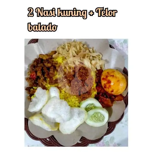 2 Nasi Kuning + Telor Balado | Ayam Geprek Tiara