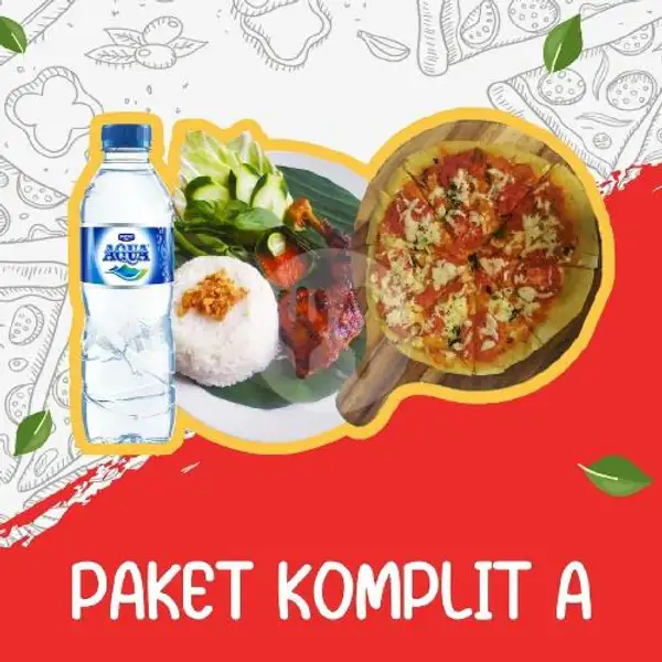 PAKET KOMPLIT A (Ayam Bakar Mantap 2, Personal Margherita Pizza, Air Mineral 330ml | Pizza Wan