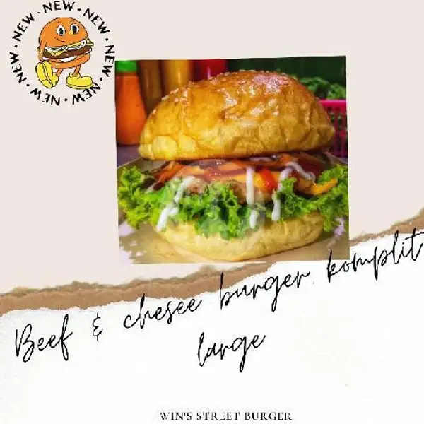 Beef Chesee Burger Komplit ( KING ) | Burger,Hot dog, Sandwich Win's Street Burger, Denpasar