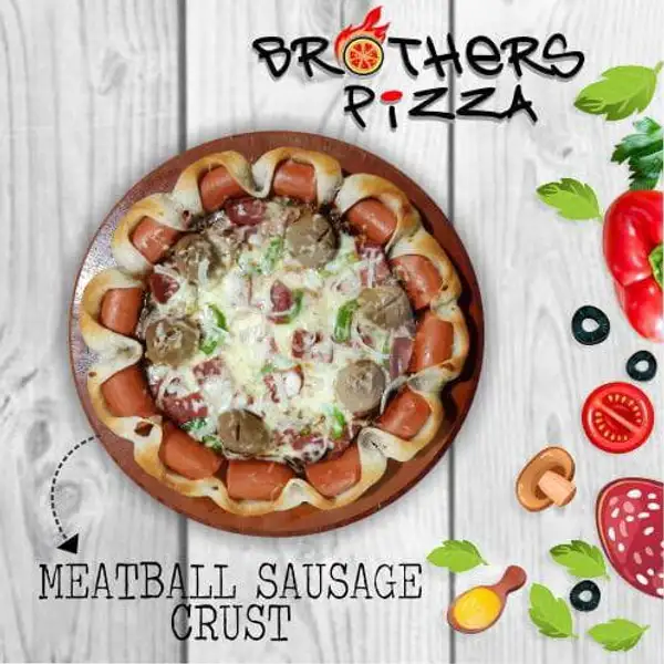 Meat Ball Pepper Sausage Crust / Pinggiran Sosis (M) | Brother's Pizza, Antasari Lampung