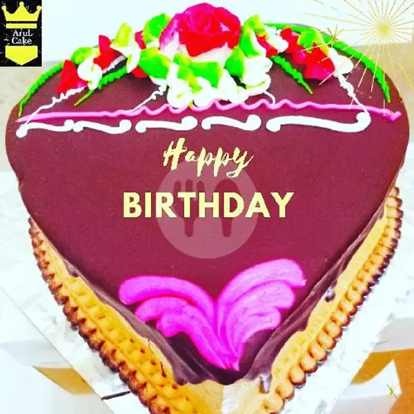 Kue Ultah Coklat Siram Love, Uk : 15X15 | Kue Ulang Tahun ARUL CAKE, Pasar Kue Subuh Senen