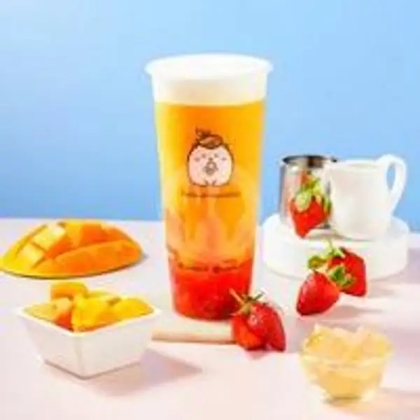 Cheese Mango Strawberry Jelly (L) | Yuzuki Tea & Bakery Majapahit - Cheese Tea, Fruit Tea, Bubble Milk Tea and Bread