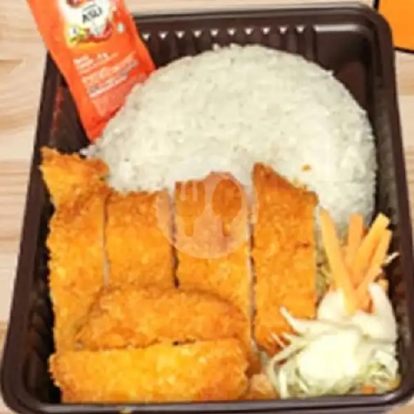 Bento ( Chicken Katsu + Rice With Hot Sauce) | Popcorn Chicken Alya & Cireng Isi & Cireng Crispy, Kebonagung