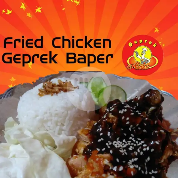 Fried Chicken Blackpaper + Nasi | Fried Chicken Geprek Alviko