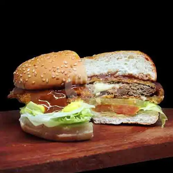 Messy Cheesy Beef Burger | Burger Bros, Mulyorejo