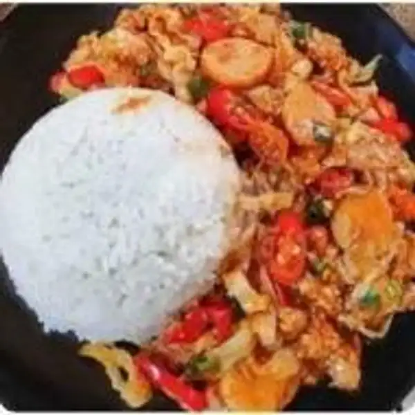 Nasi Gila Full Topping | Chicken sauce Murame, Kejawan Putih Tambak
