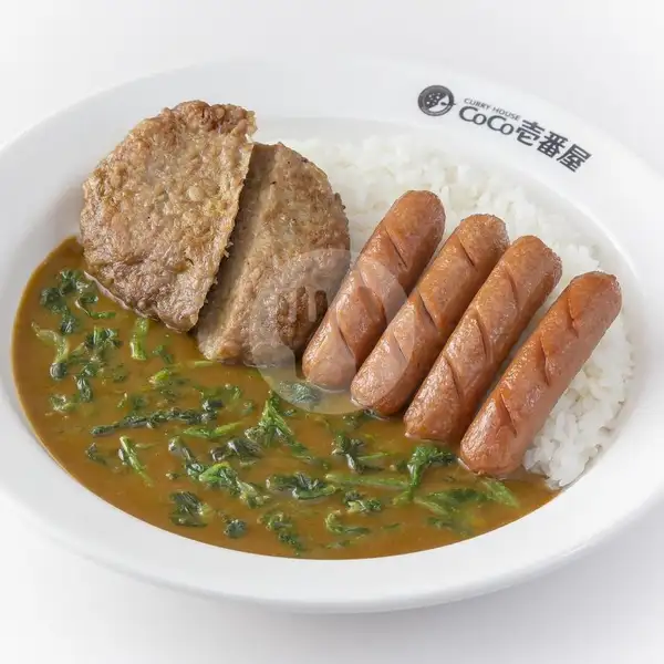 Beef Hamburg, Sausage & Spinach Curry | Curry House Coco Ichibanya, Grand Indonesia