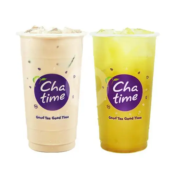 Chatime Milk Tea + Sour Plum Green Tea (Reguler Size) | Chatime, Grand Mall Batam
