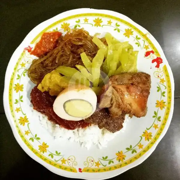Nasi Campur Ayam + Daging (suun, Tahu, Telor, Ayam Suwir, Ayam, Daging) | Ayam Penyet Tambak Bayan, Mulyosari