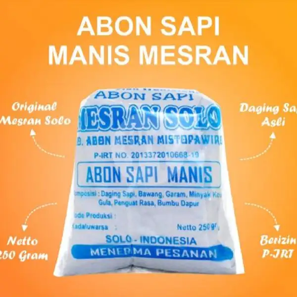 Abon Sapi Mesran Solo ( Manis) | Aghniya Store