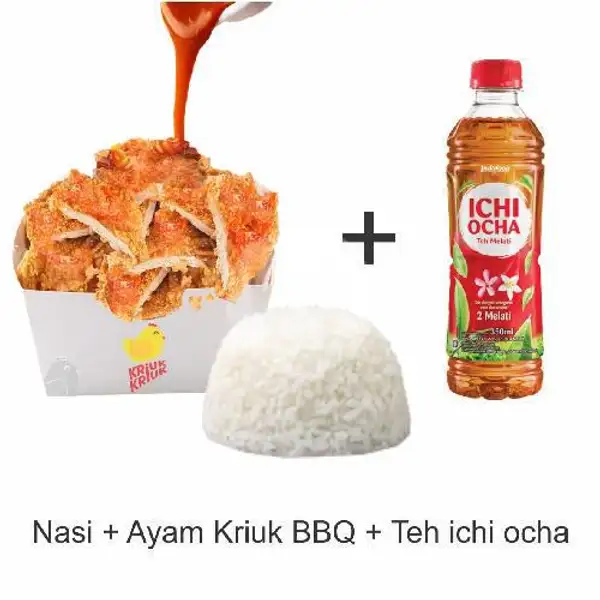 Nasi Ayam Saus BBQ Pilih Level 0-3 + Teh | Kriuk Kriuk, Mojopahit