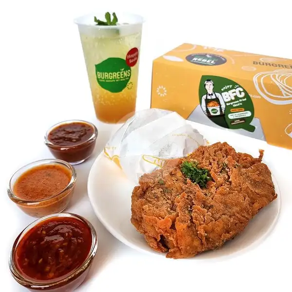 Burgreens Fried Chickn PaHa (Paket Hangat) | BURGREENS - Healthy, Vegan, and Vegetarian, Menteng