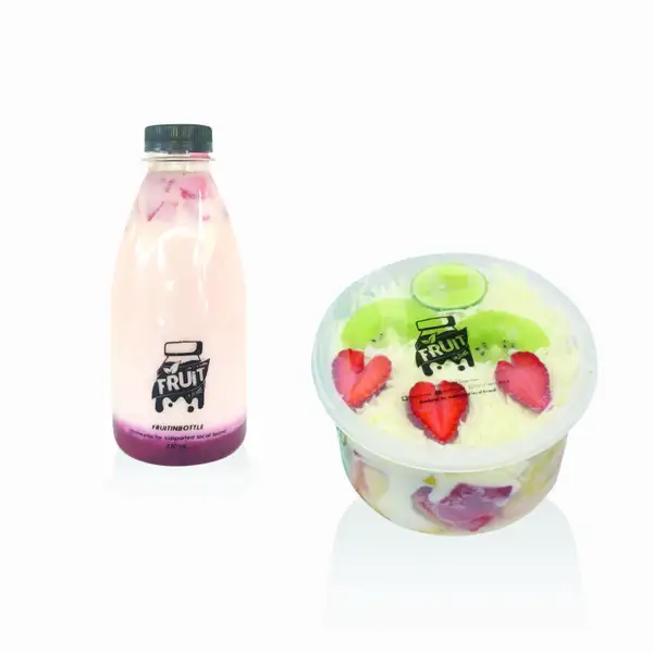 Paket Healthy Korea Strawberry Milk + Salad | Fruit in Bottle Juice, Panjer