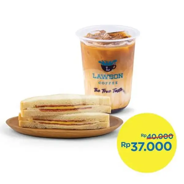 1 Cup Es Kopi Susu Arabica Gayo + Double Smoke Beef Sandwich | Lawson, Kebon Kacang