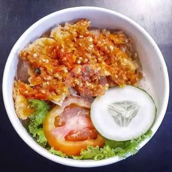Rice Bowl Nasi Ayam Geprek Super Pedas Nampol Free Es Teh Gula Batu | Ayam Geprek RZ Food