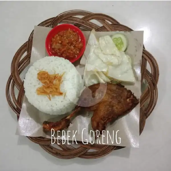 Bebek Goreng, Nasi, Serundeng Kelapa | Sambel Jebleh Abank Alil, Karang Tengah