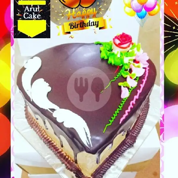 Kue Ultah Coklat Siram Love, Uk: 20X20 | Kue Ulang Tahun ARUL CAKE, Pasar Kue Subuh Senen