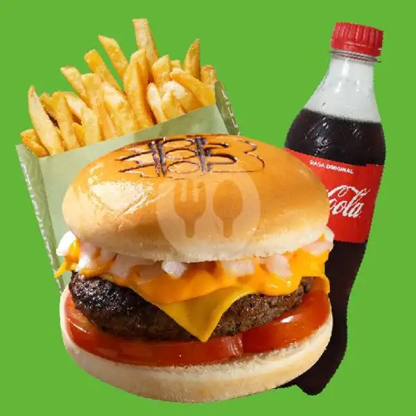 Chicago Cheese Burger + Traffic French Fries + Cola | Traffic Bun, Cut Meutia Bekasi