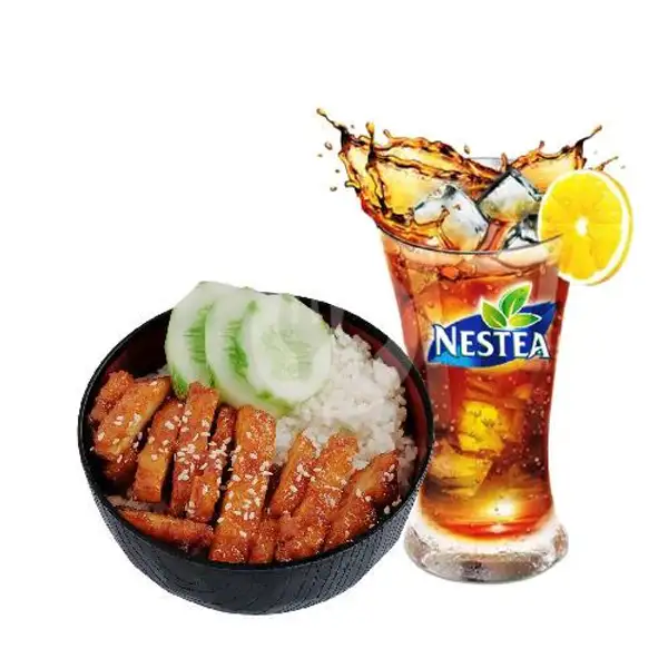Chicken Rice Bowl + Lemon Tea | Spicy Yakiniku (Rice Bowl), Teuku Umar