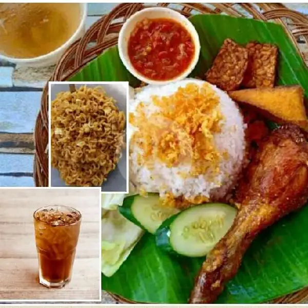 Ayam Penyet Sambal Terasi + Nasi + Indomie Goreng + Teh Manis Dingin | Ayam Penyet Amora Jl.pintu Air 2