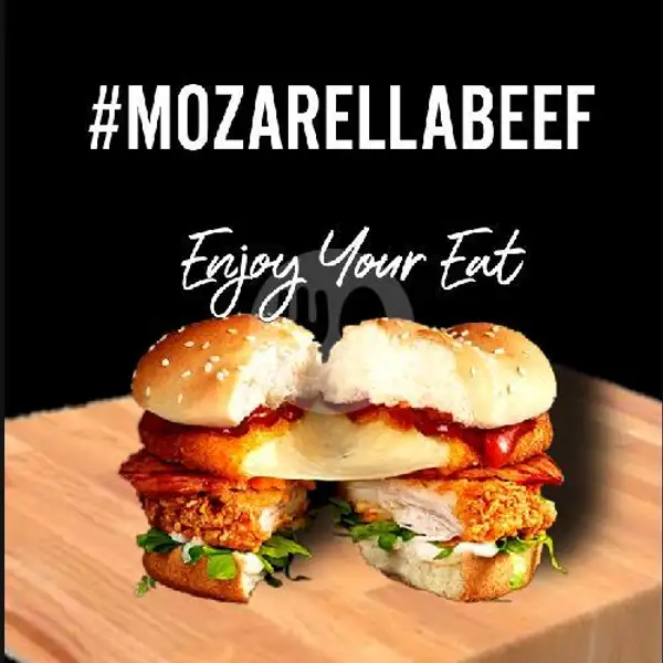 Beef Burger With Cheese Mozarella | Eat G (LOTF), Kampung Gedong