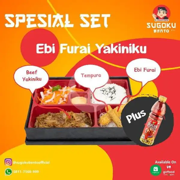 Spesial Beef Set Ebi Furai Yakiniku+ Teh Pucuk | Sugoku Bento, KH Wahid Hasyim