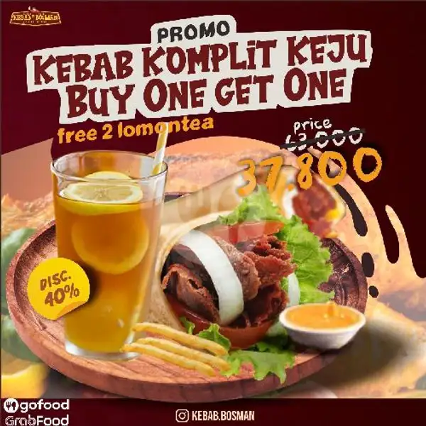 Kebab Komplit Keju Buy One Get One + 2 Lemon Tea | Kebab Bosman, Arcamanik