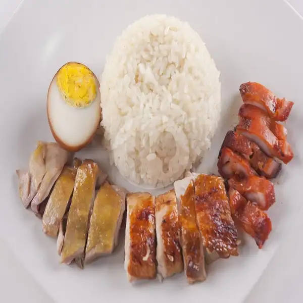 Nasi Hainan Ayam Kombinasi | Chasio Garing Madu Hoksiong, Tidar
