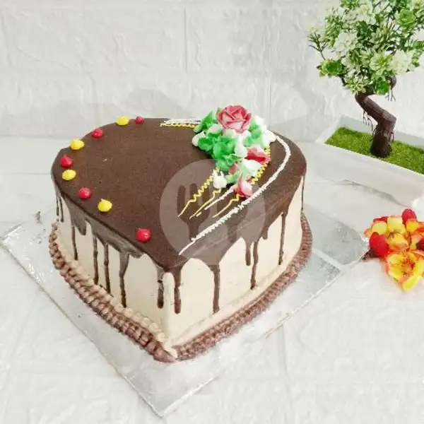 Kue Ulang Tahun COKLAT SIRAM  Love Uk 15 Bonus Perlengkapan | KUE ULANG TAHUN MARWAH