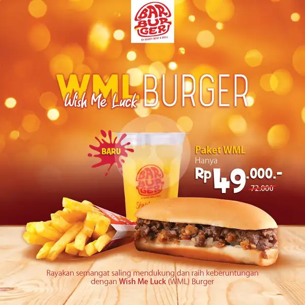 Paket Wish Me Luck Burger | Bar Burger By Barapi, Tomang