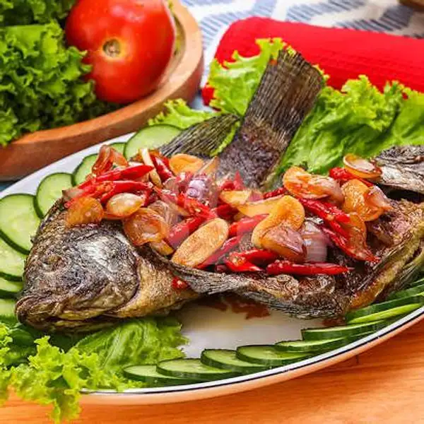Ikan Nila Goreng Saus Tiram + Es Teh Manis | Dapoer Mukbang, Citalang Raya