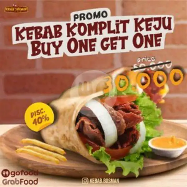 Kebab Komplit Keju Buy One Get One + 2 lemon tea | Kebab Bosman, Gembong
