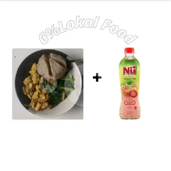 Mie Ayam Bakso Besar + NU Green Tea Yoghurt | 6% Lokal Food