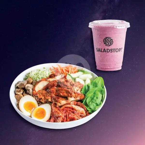 Bibim-Go + Strawberry Milk Smoothie | SaladStop!, Kertajaya (Salad Stop Healthy)