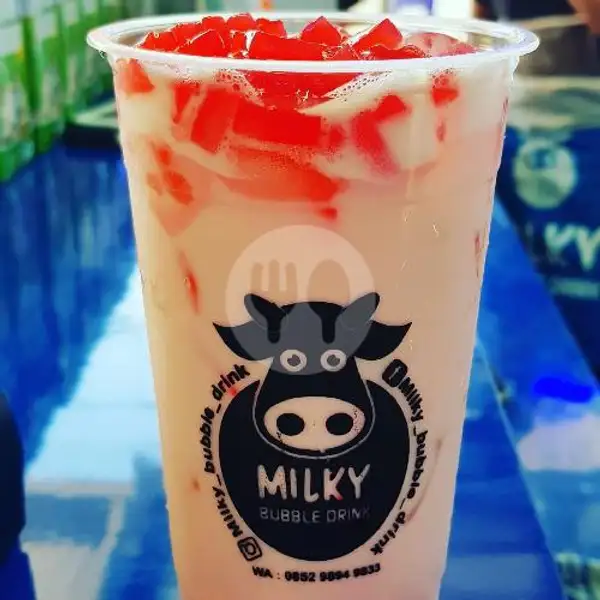 Milky Strawberry (Jumbo) Topping Jely Strawberry | Milky Bubble Drink BFC , Gn Merbabu