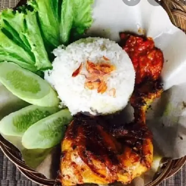 Nasi Ayam Bakar Tahu Tempe+lalab Sambel+ Aqua + Karedok Leunca | Warung Nasi Rahayu Rasa