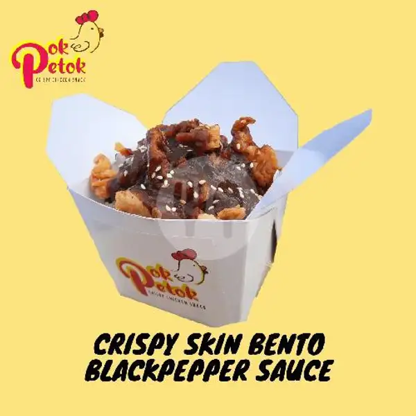 Crispy Skin Bento dengan Blackpepper Sauce, Rice Box Nasi Kulit Lada Hitam | POK PETOK