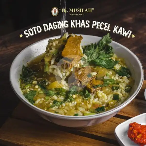 Nasi soto daging | Pecel Kawi Asli Hj Musilah Sejak Tahun 1975, Klojen