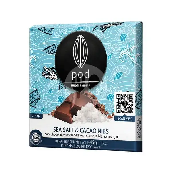 Pod Chocolate Seasalt &  Nibs Dark Chocolate 45gr | Pop Cookies, Bekasi Selatan