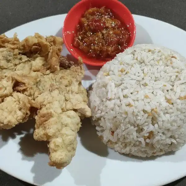Nasi Gurih Sapi Crispy + Sambal + Telur | Foodjie Cafe