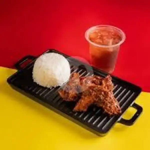Paket Nasi Spicy Chiken Wings Plus Es Teh, Manis | Kedai Lizdaff
