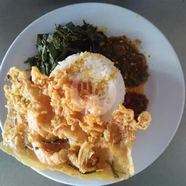 Nasi Rempeyek Udang + Kuah + Sayur + Sambal | Masakan Padang Sari Raso Murah Meriah, Genteng Biru