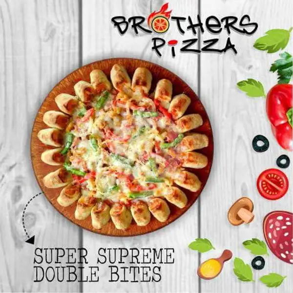 Super Supreme Double Bites / Pinggiran Keju & Sosis (M) | Brother's Pizza, Antasari Lampung