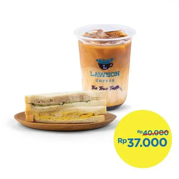 1 Cup Es Kopi Susu Arabica Gayo + Tuna Egg Sandwich | Lawson, Kebon Kacang