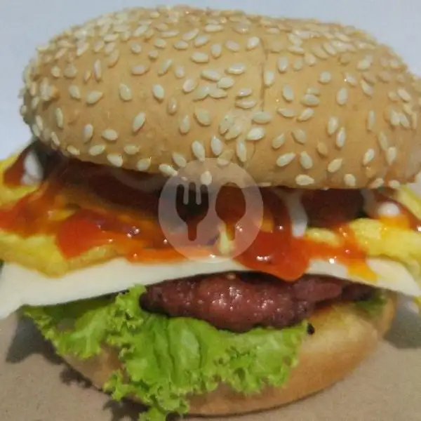 Burger Premium Ori (Pilihan: Pedas/Tak Pedas) | Kedai Kopi Blue (Kopi Original, Burger, Kebab), Malang