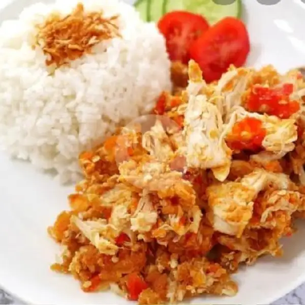 Ayam Geprek + Nasi + Teh Manis | Rumah Makan Oji, Kalimulya