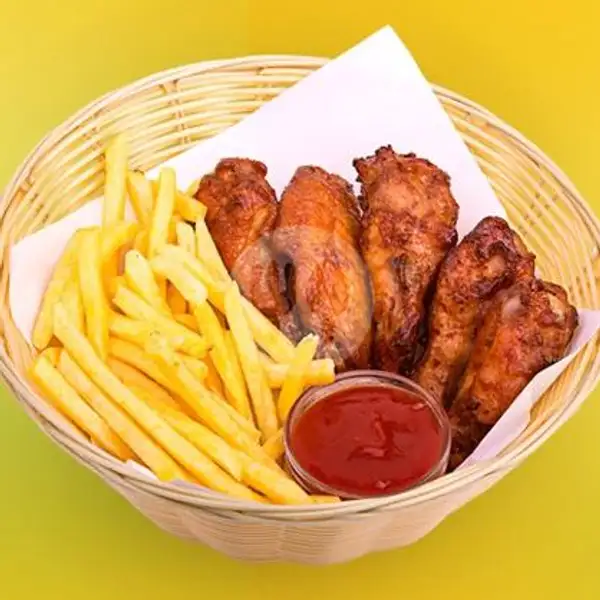 5pcs Chicken Wing Barbeque + Kentang Goreng | Hot Chicken Wing 