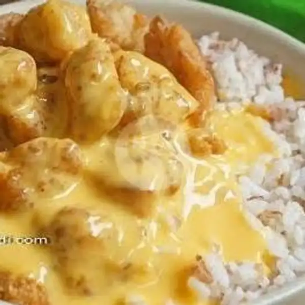 Nasi Ayam Pop Corn Thausand Island With Egg | Nasi Ayam Pop Corn Ibu Yeni , Seblak Baso , Mozarella , Takoyaki 